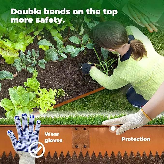 Cortens Steel Garden Metal Landscape Edging 40 inch with Top Bending Protection Pre-Rusted Cortens Steel Garden Edging 8 Inch Depth 90 Degree Bend 6 Pack for Lawn Yard (8 inch-90 Degree Bend, Rusted) by GreenHaven Gardens