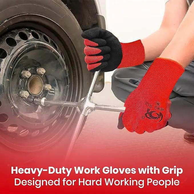 10 OR 20 Pairs Work Gloves–Heavy Duty Rubber Coated Safety Work Gloves–Multipurpose Gloves by GreenHaven Gardens