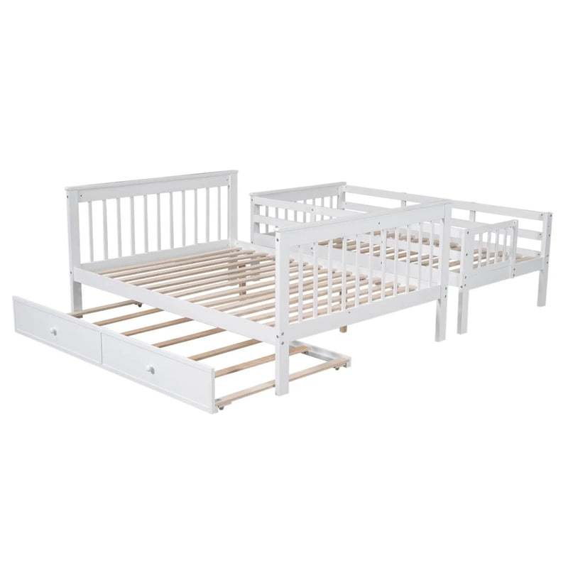 Bunk Bed With Twin Size Trundle, Storage And Guard Rail For Bedroom by HouseOfZazla