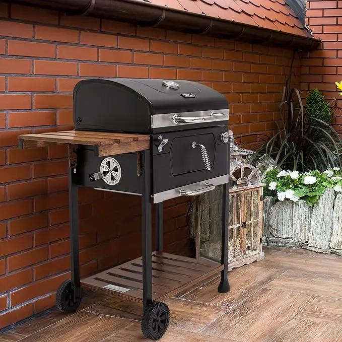 Royal Gourmet CD1824M 24-Inch Charcoal Grill, BBQ Smoker with Handle and Folding Table, Perfect for Outdoor Patio, Garden and Backyard Grilling, Black, Medium by GreenHaven Gardens