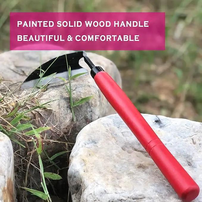 SHANFEEK Japanese Weeding Hoe Gardening Tools 13.5-Inch Weed Remover Tool High-Carbon Steel One-Piece Molding with Solid Wood Handle(Red) by GreenHaven Gardens