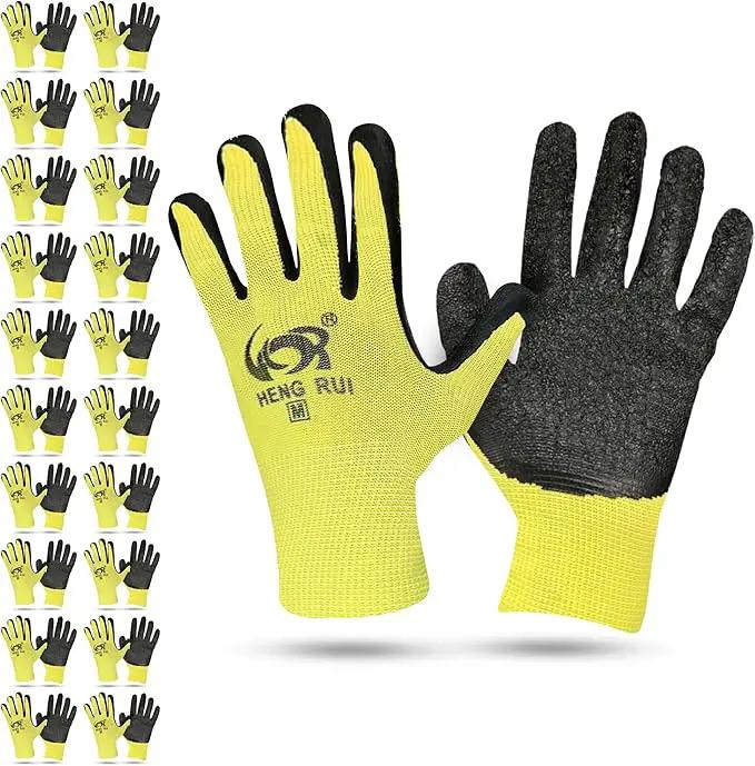 10 OR 20 Pairs Work Gloves–Heavy Duty Rubber Coated Safety Work Gloves–Multipurpose Gloves by GreenHaven Gardens