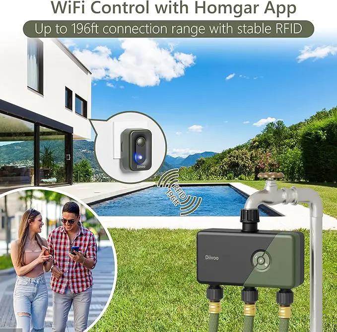 Diivoo WiFi Sprinkler Timer 3 Zone, Smart Water Hose Timer Compatible with Alexa and Google, Remote Control Irrigation Timer, Automatic Manual Watering, Rain Delay, for Garden, Yards and Lawns by GreenHaven Gardens