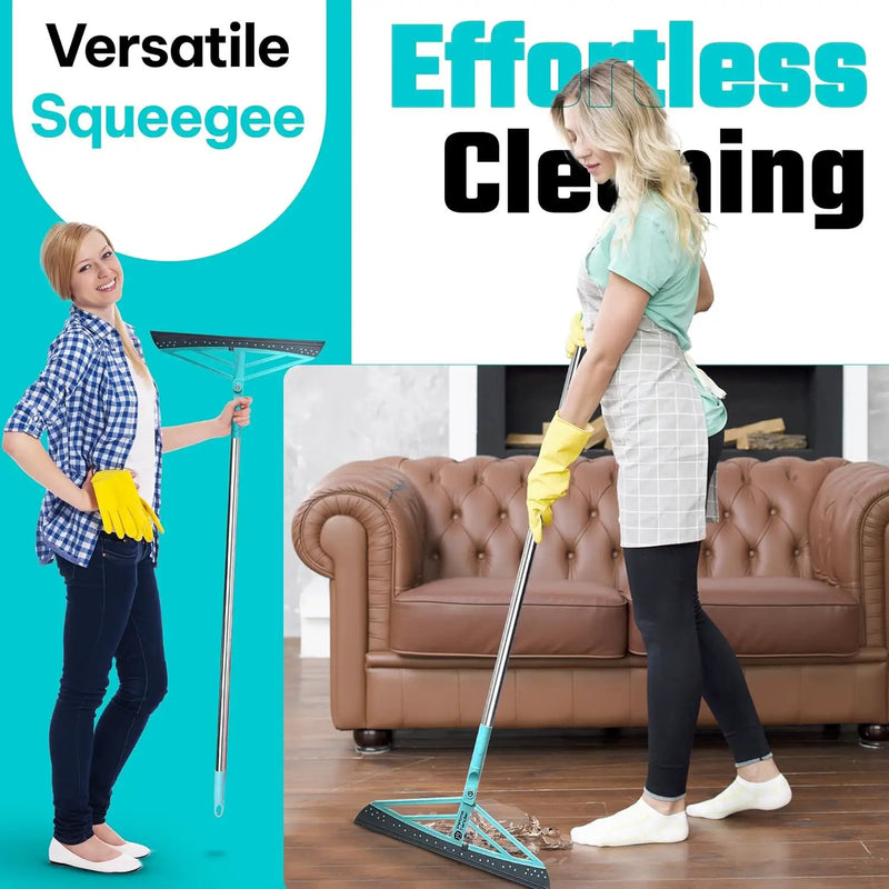 Magic Broom Squeegee Dog Pet Hair Remover, Rotatable, Height Adjustment - Silicone Broom Pet Hair Remover for All-Surfaces Hardwood Floors, Rugs, Tile, Glass, Liquid-Dirt with 50" Handle by GreenHaven Gardens