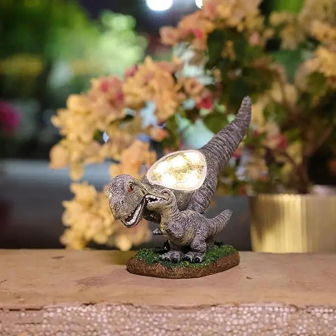 Garden Statue Dinosaur,Solar Dinosaur Decor for Outdoor,Resin Dinosaurs Figurine with Solar Light for Patio,Balcony,Yard,Lawn Ornament,Perfect Garden Gift by GreenHaven Gardens