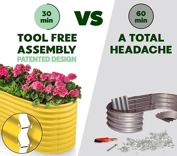 Galvanized Raised Garden Beds Outdoor // 6×2×2 ft Planter Raised Beds for Gardening, Vegetables, Flowers // Large Metal Garden Box (Yellow) // Patented Tool-Free Design by GreenHaven Gardens