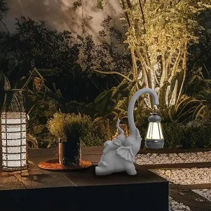 Solar Garden Statue 10 Inch Elephant Decor for Outside Yard Decoration Outdoor Unique Housewarming Gardening Birthday Gifts for Women Grandma by GreenHaven Gardens