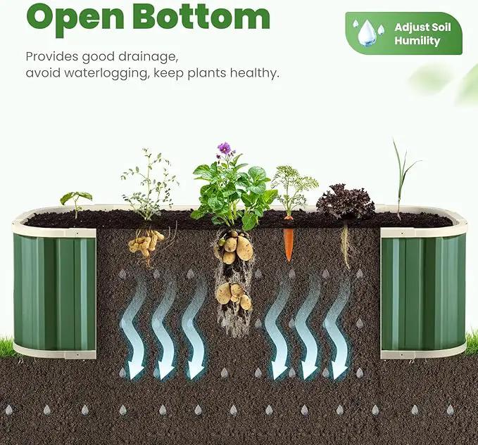 KING BIRD Raised Garden Bed Quick-Install Galvanized Planter Garden Box Outdoor for Gardening, Vegetables, Flowers 7.2x1.7x1 Ft, Green by GreenHaven Gardens