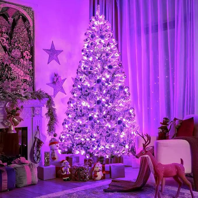 JMEXSUSS Purple Christmas Lights Indoor Outdoor Clear Wire, 66ft 200 LED Purple Lights for Christmas Tree, 8 Modes Purple String Lights Plug in for Christmas Bedroom Garden Party Xmas Decorations by GreenHaven Gardens