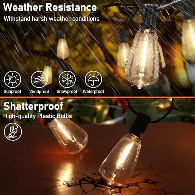 Bosceos Solar Outdoor String Lights Waterproof, 200FT Solar Powered String Lights for Outside with Shatterproof Bulbs, Dimmable ST38 LED Lights String, Patio Hanging Lights for Backyard Garden Party by GreenHaven Gardens