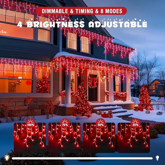 JMEXSUSS 400 LED Red Icicle String Lights, Connectable Red String Lights Indoor Outdoor with Remote, Red Christmas Lights for Room Fireplace Christmas Valentine Decorations, EXS-I-0400-R by GreenHaven Gardens