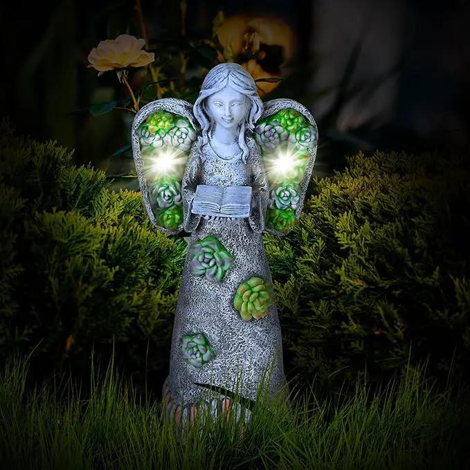 Garden Angels Statue-Solar Angel Statues Cemetery Decoration- Outdoor Memorial Pray Angels Figurine for Patio Lawn Yard Porch Decorations,10.24 Inches by GreenHaven Gardens