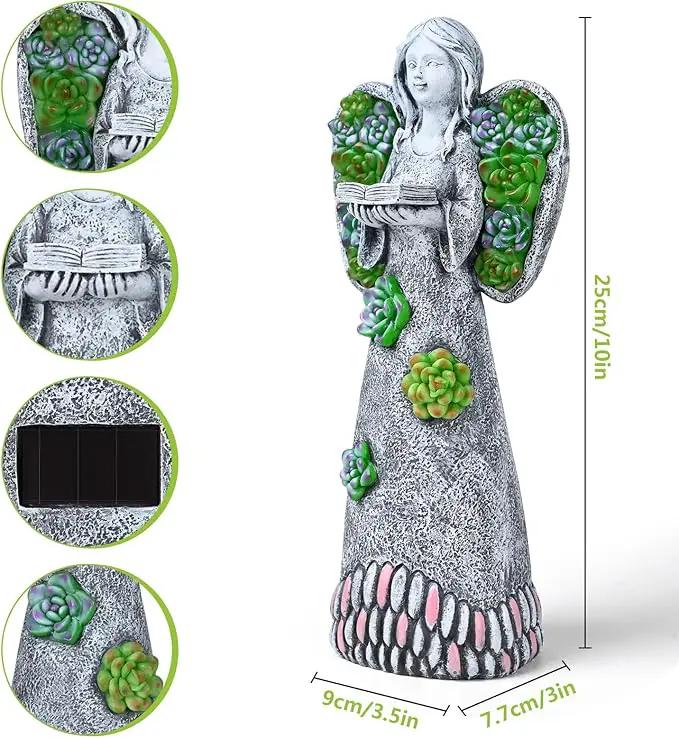 Garden Angels Statue-Solar Angel Statues Cemetery Decoration- Outdoor Memorial Pray Angels Figurine for Patio Lawn Yard Porch Decorations,10.24 Inches by GreenHaven Gardens