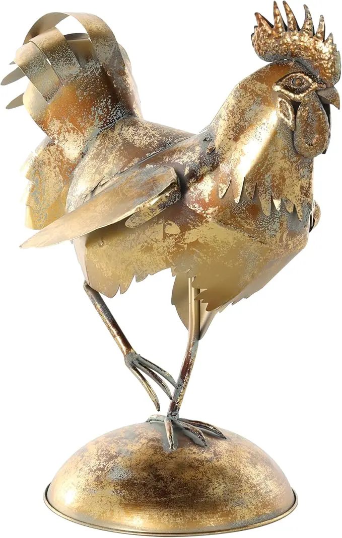 Deco 79 Metal Rooster Patina Garden Sculpture, 9" x 17" x 17", Bronze by GreenHaven Gardens