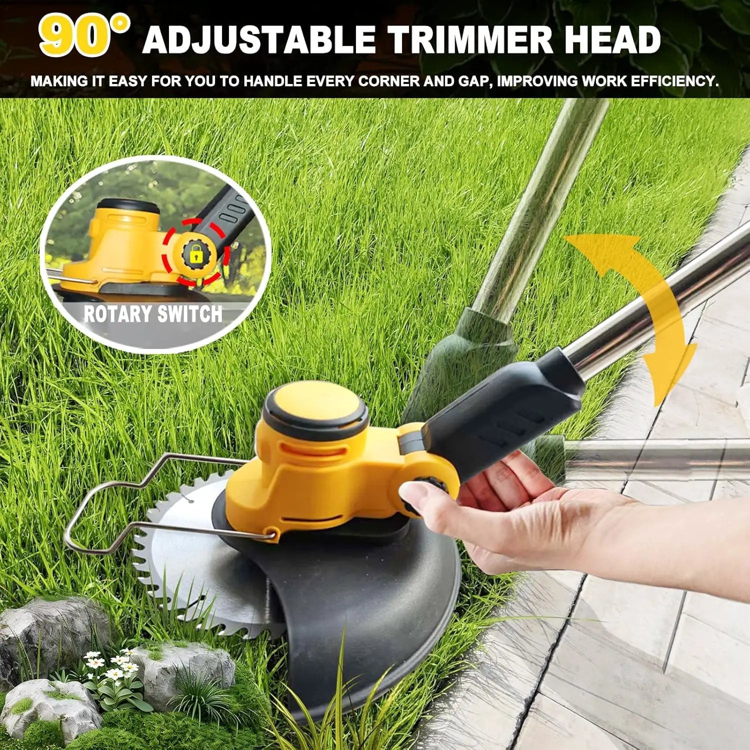 Cordless Weed Wacker for Dewalt 20V Battery, 4 in 1 Weed Eater Battery Powered, 1300W Lightweight Cordless Weed Wacker, Brush Cutter for Lawn, Yard and Bush Trimming (No Battery) by GreenHaven Gardens