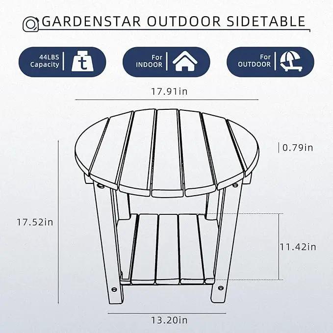 Adirondack Round Outdoor Side Table 2-Tier Storage Patio Side Table, HDPE End Tables for Backyard Pool Porch Garden Lawn (Blue) by GreenHaven Gardens