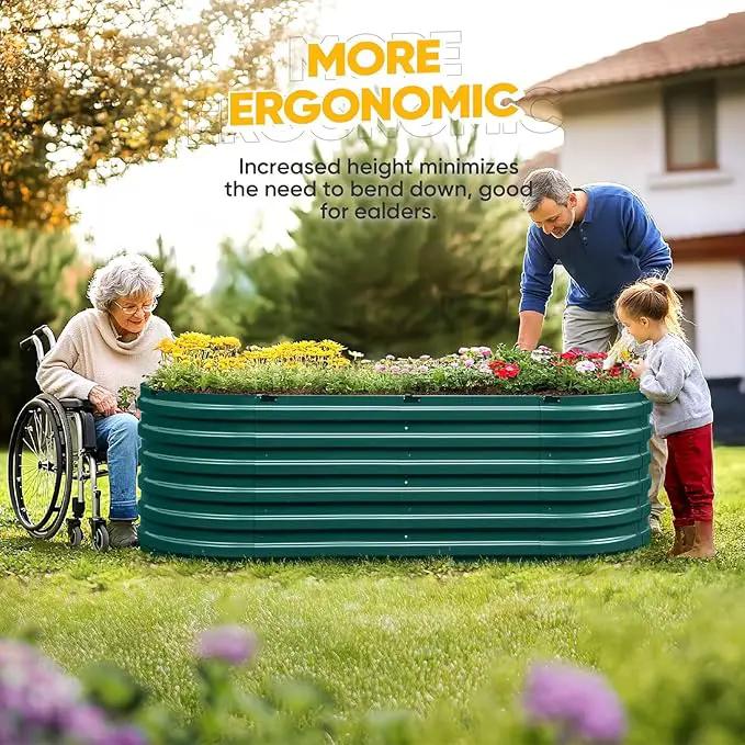 KING BIRD Raised Garden Bed Kit 2025 Upgraded Quick-Setup Galvanized Planter Garden Box Outdoor for Gardening, Vegetables, Flowers, 74x36x23 in, Green by GreenHaven Gardens