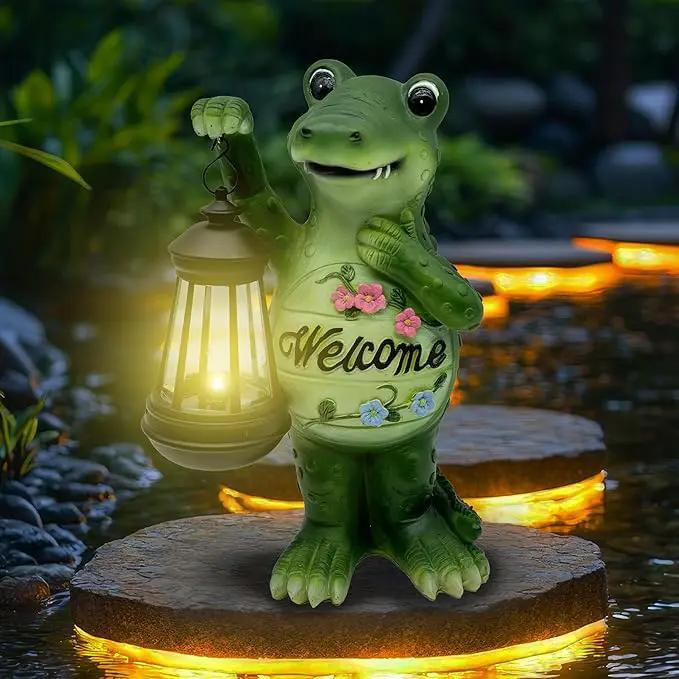 Solar Lantern Garden Alligator Statues Decor, Outdoor Crocodile Figurine Lights for Yard Patio Decoration - Unique Christmas Housewarming Gift for Grandma Wowen Mom by GreenHaven Gardens