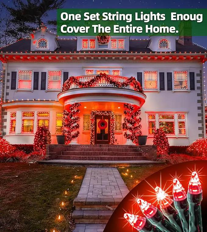 750 LED Outdoor Christmas Lights Decorations, 246ft Green Wire LED Christmas String Lights with Timer Memory, Twinkle Lighs for Indoor Outdoor Xmas Party Christmas Tree Wedding Garden Patio Red by GreenHaven Gardens