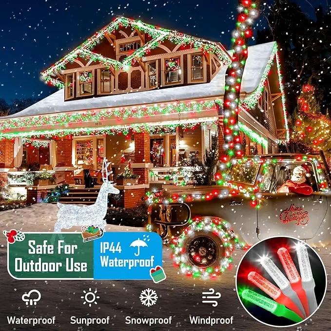 Heceltt 1600 LED 630 FT String Lights Outdoor, 8 Modes Christmas Lights Plug in, IP44 Waterproof Led String Lights with Timer and Memory for Home Party Tree Decorations (Red Green and White) by GreenHaven Gardens