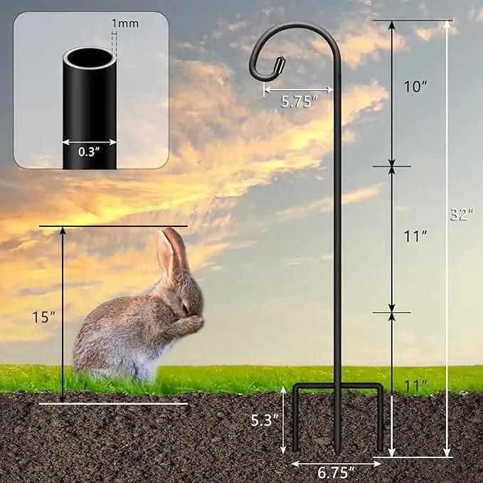 Gtongoko 8 Pack Shepherds Hooks for Outdoor 32 Inch Garden Hooks for Hanging Plants, Lanterns, Bird Feeders, Solar Lights, Mason Jars, Weddings Decor, Adjustable, Matte Black by GreenHaven Gardens