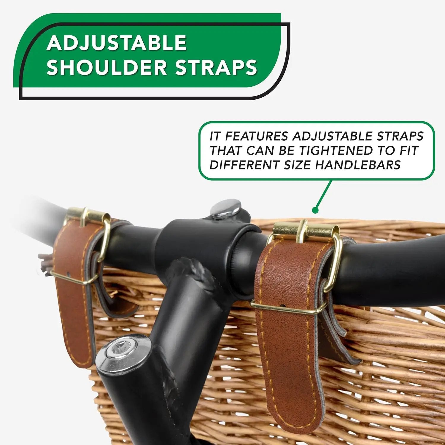 ProSource Wicker Bike Basket Front Cargo for Women and Men, Fits Most Bikes, Beach Cruiser, Stationary Bike, Ebike, Road Bike, Light Brown by GreenHaven Gardens