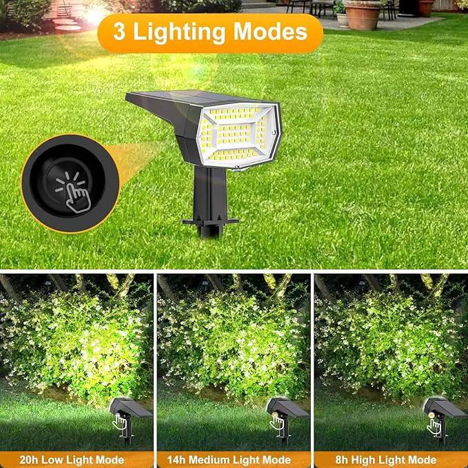Fabrito 72 LEDs Solar Spot Lights Outdoor Waterproof, 3 Modes Landscape Spotlights, Dusk to Dawn Solar Powered Flood Wall Lights for Outside, Solar Garden Lights for Yard Porch 6 Pack (Cool White) by GreenHaven Gardens