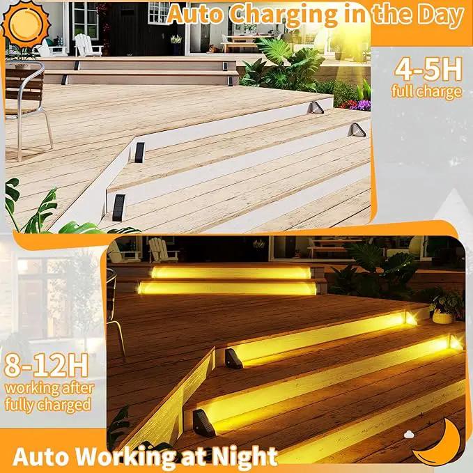 KINKAI Solar Stair Lights for Outside, 14 Pack Outdoor Step Light Waterproof LED Triangle Deck Lighting for Garden, Patio, Yard, Front Door, Porch Decor (Warm Light) by GreenHaven Gardens