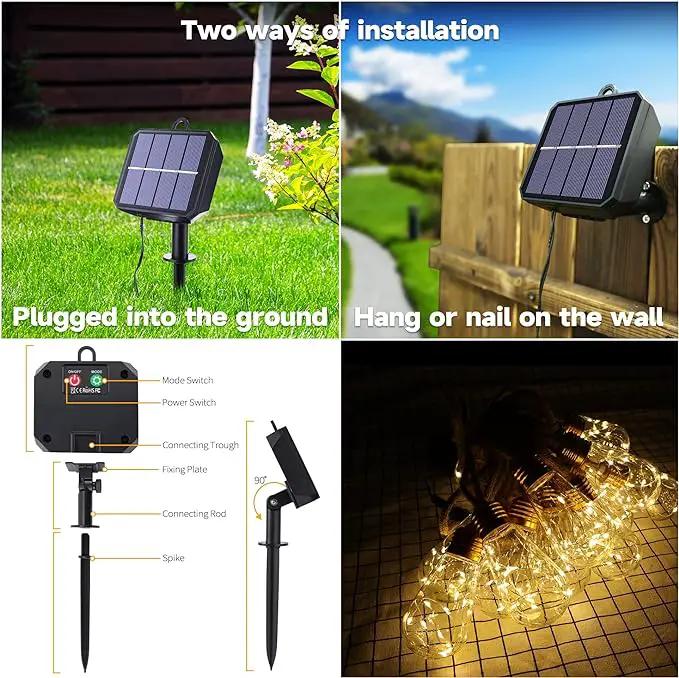 Solar Outdoor String Lights, 20Ft Vintage Rope Hemp Solar Patio Lights, Waterproof Warm White Solar Powered String Lights With 8 Modes 16 Shatterproof Bulbs for Garden Fence Stairs Balcony Café Bistro by GreenHaven Gardens