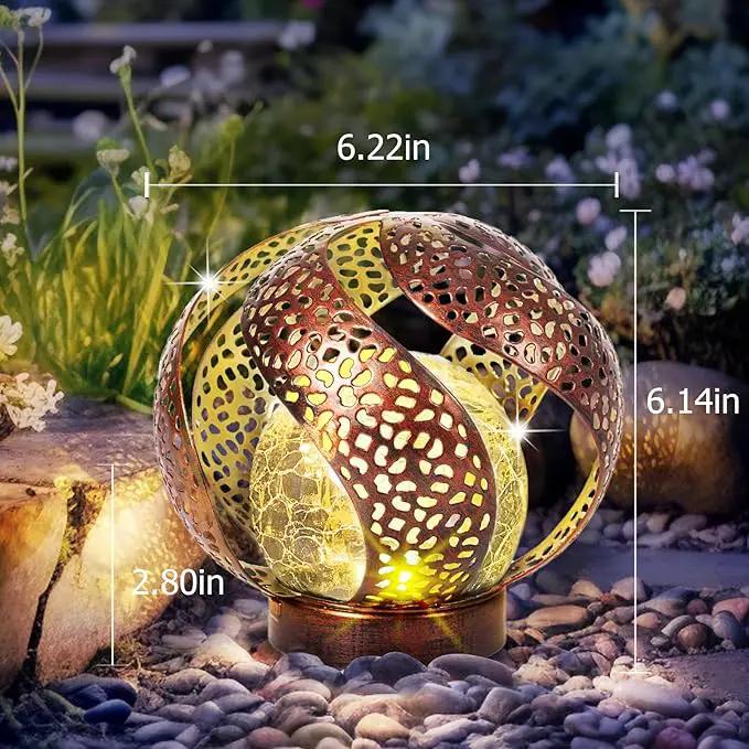 Huaxu Solar Lights Outdoor Garden Decor Waterproof Cracked Glass Globe LED Light Bronze Art Metal Retro Design Decorative Yard Patio Lawn Pathway Gift for Mom Women Anniversary Birthday by GreenHaven Gardens