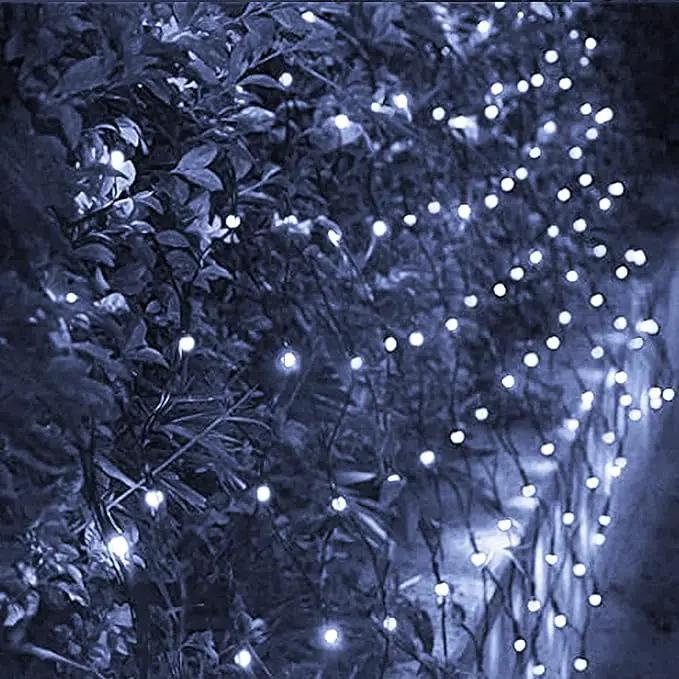 Dazzle Bright Christmas Net Lights, 360 LED 12FT x 5 FT Green Wire Waterproof Connectable String Lights with 8 Modes, Christmas Outdoor Lights for Bush Garden Party Wedding Holiday Decoration (White) by GreenHaven Gardens