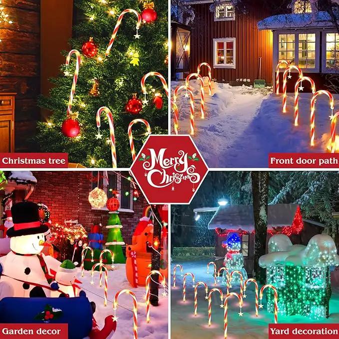 19.3in Christmas Solar Candy Cane Lights, 20 Pcs Pathway Light with Snowflake 8 Flashing Modes, Outdoor Christmas Decorations for Outside Path, Walkway, Driveway, Sidewalk, Porch, Yard, Garden by GreenHaven Gardens