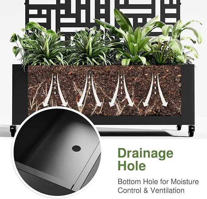 Casaphoria Metal Raised Garden Bed with Trellis and Wheels, 72"x35"x16" Arched Planter Box for Climbing Plants, Vegetables & Vines, Features Drainage Holes and Privacy Screen (Black-Helen) by GreenHaven Gardens
