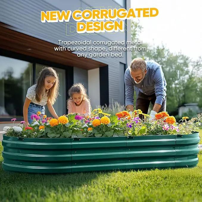 KING BIRD Raised Garden Bed Kit 2025 Upgraded Quick-Setup Galvanized Planter Garden Box Outdoor for Gardening, Vegetables, Flowers, 74x36x12 in, Green 2PCS by GreenHaven Gardens