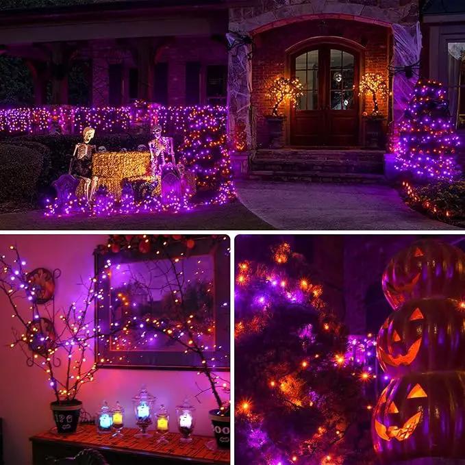 2-Pack 66FT 200 LED Extendable Halloween Lights, Orange and Purple Halloween Decorations Outdoor Indoor Tree Lights with Timer and Memory Function, Plug in Mini Light Waterproof with 13 Lighting Modes by GreenHaven Gardens