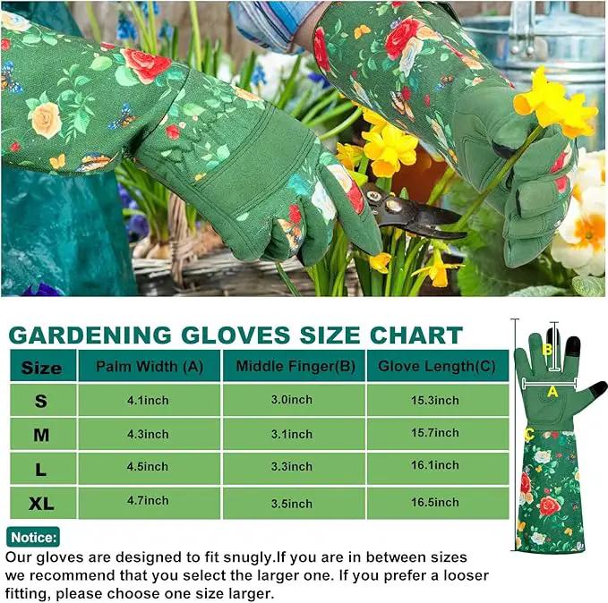 DLY Gardening Gloves,Leather Rose Gloves,Women's Long Glove for Gardening Work and Yard Work,Durable and Comfortable(Small, Green by GreenHaven Gardens