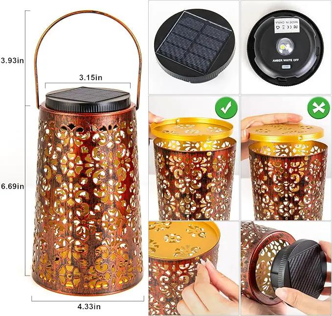 JSOT Solar Lanterns - Solar Lanterns Lights Outdoor Waterproof Gift for Women Mom Grandma, Metal Hanging Lights Decorative for Patio Garden Yard Backyard Porch Table Tree , Cool/Warm Light, 2 Pack by GreenHaven Gardens