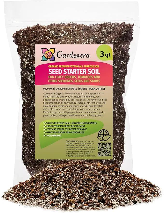 Premium Organic Seed Starter Soil - 3 Quart - All-Purpose Organic Potting Soil for Happy Seedlings and Plants by Gardenera by GreenHaven Gardens