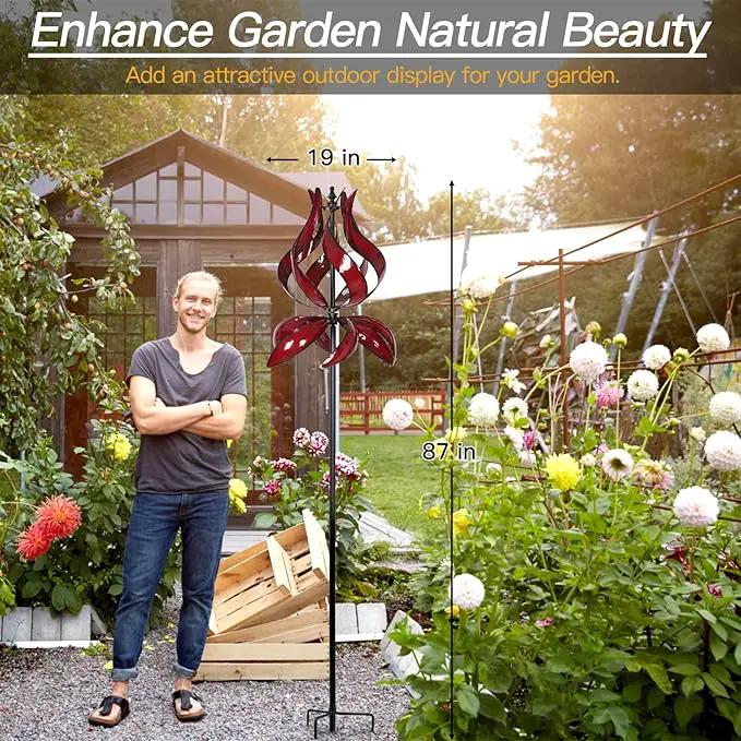 Yard Garden Wind Spinners - Large Outdoor Metal Wind Spinners with Stake, Yard Art Lawn Garden Decor (19" W x 87" H) by GreenHaven Gardens