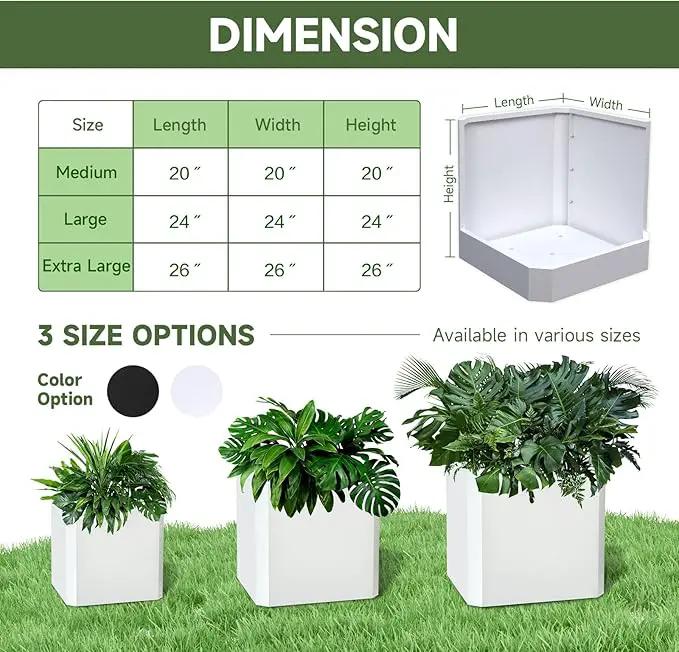 Steel Planter Box-26"x26"x26"-Large Square Planter Box-Outdoor Indoor-Cube Steel Planter Heavy Duty White Metal Planter Flower Pot Commercial Residential for Home Garden Porch Hotel Patio by GreenHaven Gardens