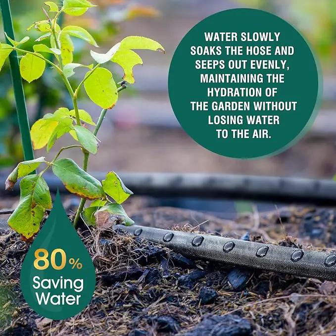 Soaker Hose 25ft for Garden Beds, Drip Irrigation Hose Saves 80% Water, Leak Proof Sprinkler Hose For Garden, Lawn, Flower Bed, Vegetable Field (25FT) by GreenHaven Gardens