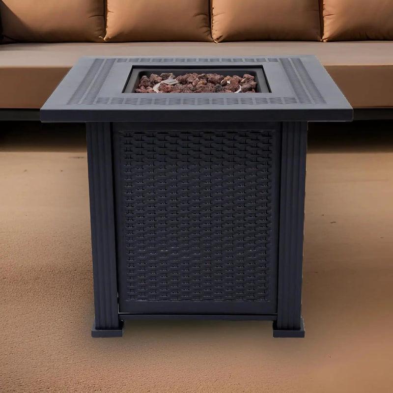 Lausanne Propane Fire Pit Table 28” Outdoor Firepit 50,000 BTU Firepits for Outside with Lava Rocks and Removable Lid Metal Fire Pit Outdoor Fireplace Propane Fire Pits for Outside CSA Certified by GreenHaven Gardens