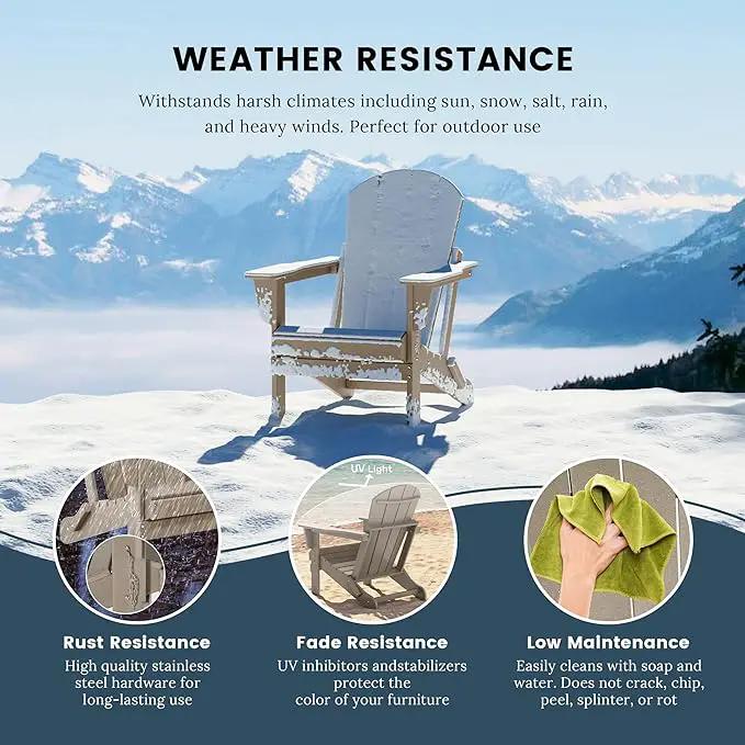 Westin Outdoors Laguna WO Home Furniture Adirondack Chair 2 PCS Set Outdoor Folding Patio Chair for Bon Fire Pit Garden Lawn Backyard Lounging Relaxing (Weathered Wood) by GreenHaven Gardens