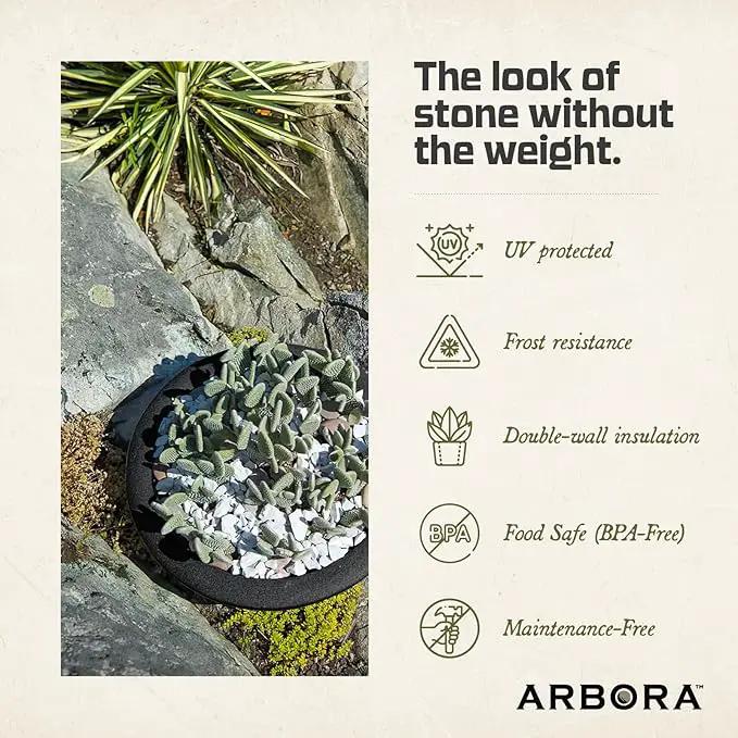 ARBORA 26" Santorini Bowl 2-Pack with Classic Black Finish - Polyresin Indoor and Outdoor Planters, Durable, Weatherproof, Lightweight, Large Plant Pots for Patio, Garden, Deck, Entryway by GreenHaven Gardens