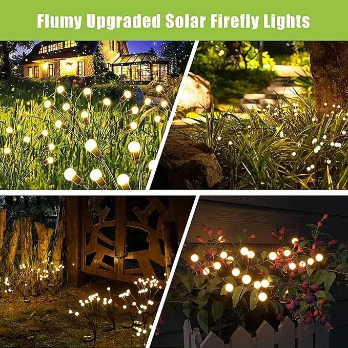 Upgraded Solar Garden Lights, 8 Pack - Waterproof Outdoor Lights for Yard, Patio Decor - Warm White Firefly Lights by GreenHaven Gardens