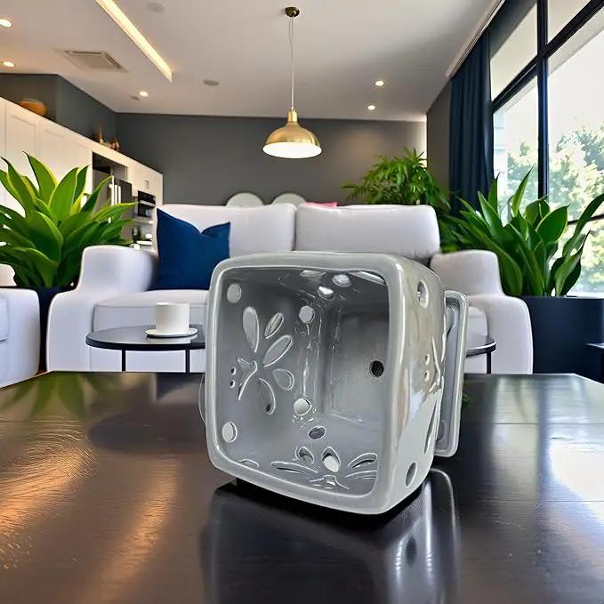 Orchid Pots with Holes Square Ceramic Orchid Planter Pots 5.5 inch (Gray) by GreenHaven Gardens