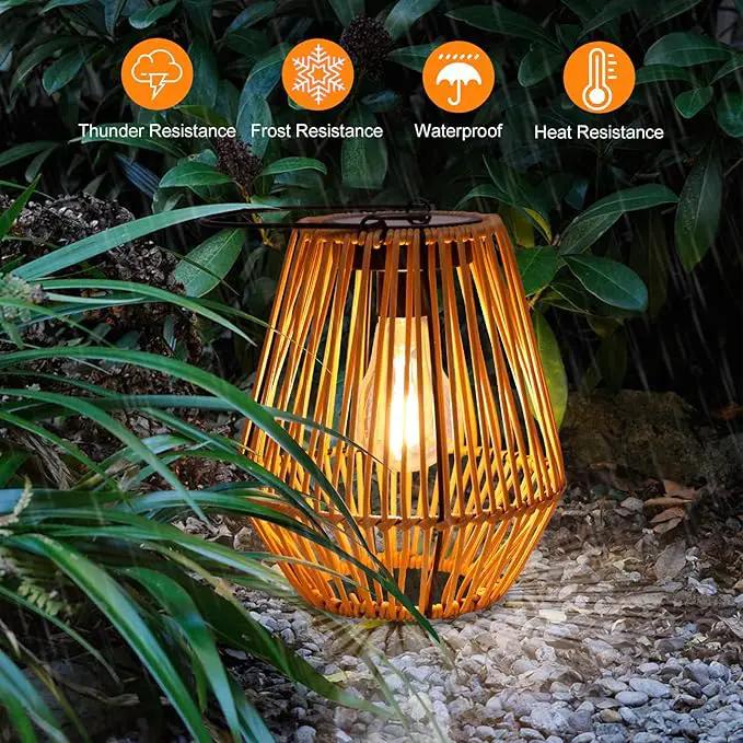 Solar Lantern,2 Pack Solar Wicker Lanterns Outdoor Waterproof Boho Lights for Outside Hanging Rattan Lights Outdoor Patio Lanterns Decoration for Garden,Yard,Porch,Trees,Lawn,Pathway by GreenHaven Gardens