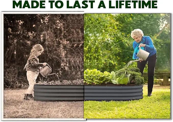 Galvanized Raised Garden Beds Outdoor // 8×2×1 ft Planter Raised Beds for Gardening, Vegetables, Flowers // Large Metal Garden Box (Gray) // Patented Tool-Free Design by GreenHaven Gardens
