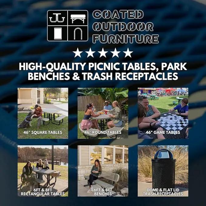 Coated Outdoor Furniture Heavy-Duty Portable Outdoor Picnic Table with Umbrella Hole, Punched Steel Commercial-Grade Patio Dining Furniture Made in America (46" Round Top, Yellow) by GreenHaven Gardens