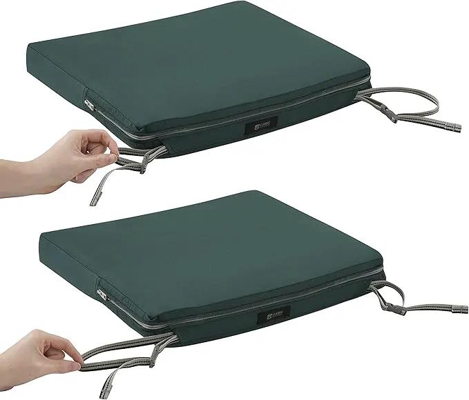Classic Accessories Ravenna Water-Resistant Patio Chair Seat Cushion, 18 x 18 x 2 Inch, Mallard Green, Patio Furniture Cushions by GreenHaven Gardens